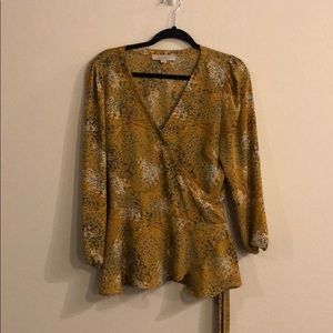 LOFT Fall Floral Wrap Blouse